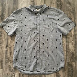 Vans Grey Button Down with Black Pineapples